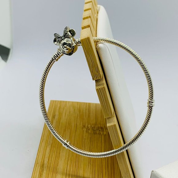 Pandora Disney Pandora Moments Pavé Minnie Mouse Clasp Snake Chain Bracelet 7.9 - Picture 4 of 9